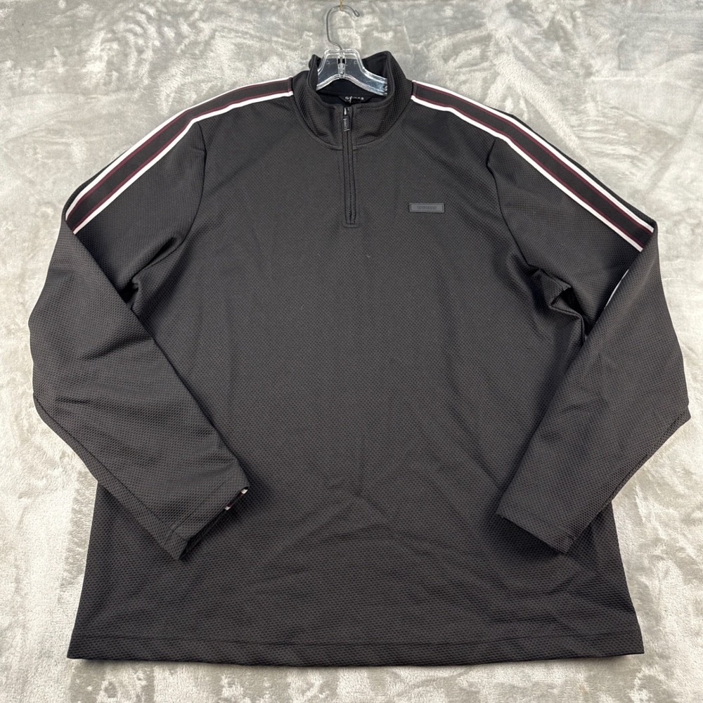 Guess Pullover Mens XXL X5RP16K4500 Black Side Stripe Quarter-Zip EUC